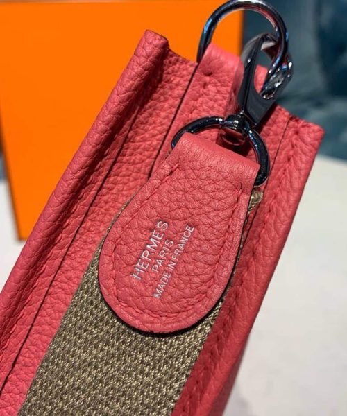 1:1 Replica Hermes Mini Evelyne Pink For Women 7.8in/20cm