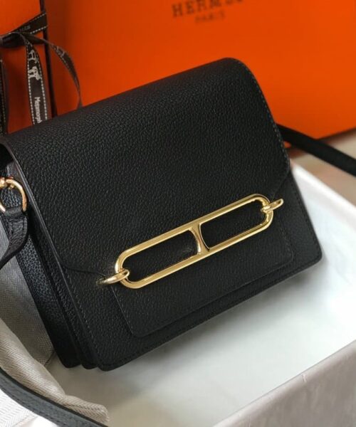 1:1 Replica Hermes Mini Evercolor Sac Roulis 19 Black For Women, Women's Handbags, Shoulder Bags 7.5in/19cm