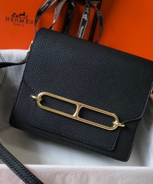 1:1 Replica Hermes Mini Evercolor Sac Roulis 19 Black For Women, Women's Handbags, Shoulder Bags 7.5in/19cm