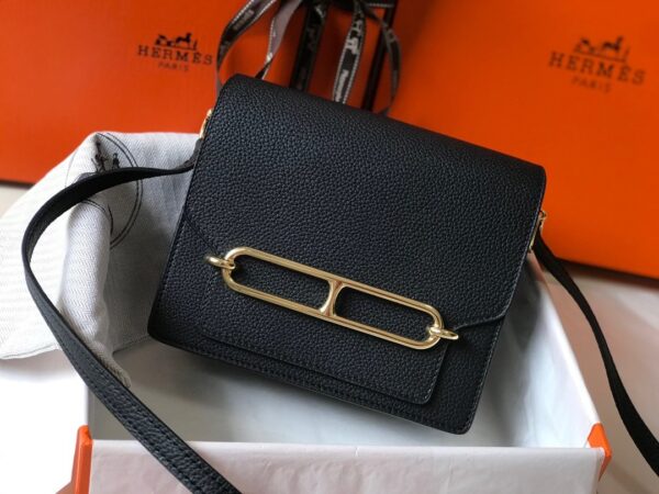 1:1 Replica Hermes Mini Evercolor Sac Roulis 19 Black For Women, Women's Handbags, Shoulder Bags 7.5in/19cm