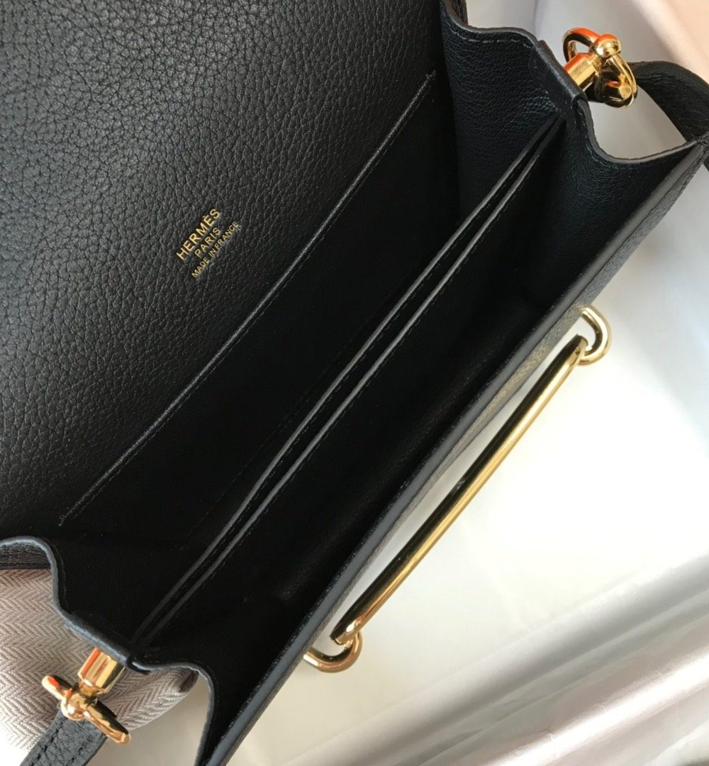 1:1 Replica Hermes Mini Evercolor Sac Roulis 19 Black For Women, Women's Handbags, Shoulder Bags 7.5in/19cm