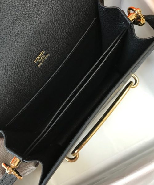 1:1 Replica Hermes Mini Evercolor Sac Roulis 19 Black For Women, Women's Handbags, Shoulder Bags 7.5in/19cm