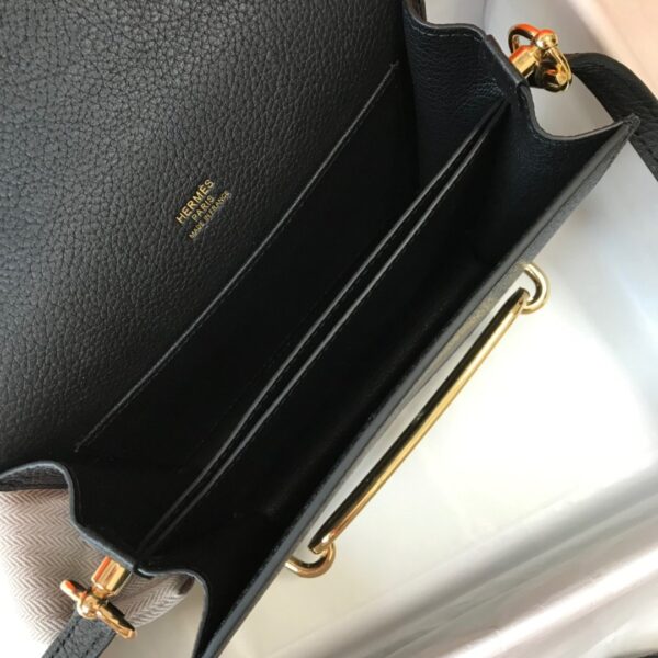 1:1 Replica Hermes Mini Evercolor Sac Roulis 19 Black For Women, Women's Handbags, Shoulder Bags 7.5in/19cm