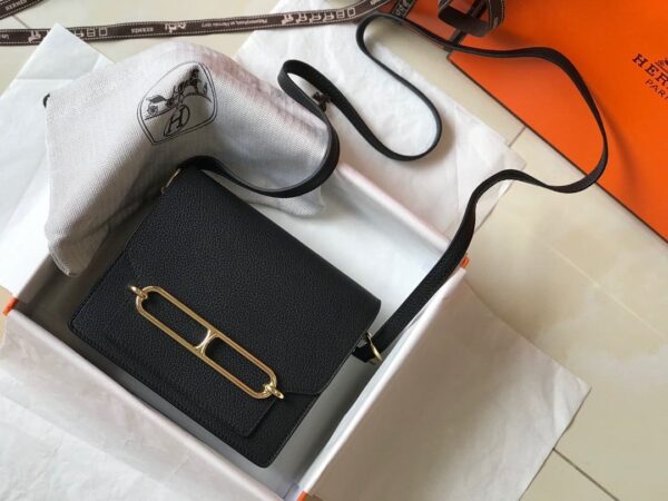 1:1 Replica Hermes Mini Evercolor Sac Roulis 19 Black For Women, Women's Handbags, Shoulder Bags 7.5in/19cm