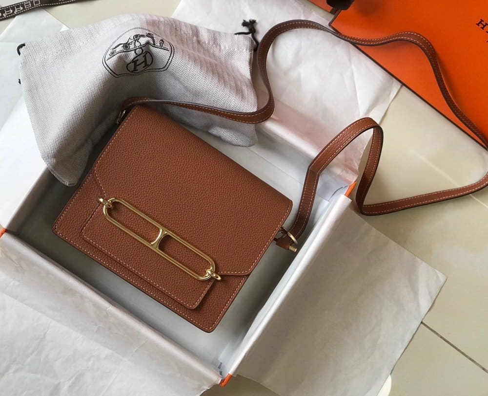 1:1 Replica Hermes Mini Evercolor Sac Roulis 19 Brown For Women, Women's Handbags, Shoulder Bags 7.5in/19cm