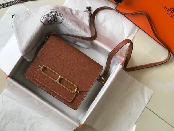 1:1 Replica Hermes Mini Evercolor Sac Roulis 19 Brown For Women, Women's Handbags, Shoulder Bags 7.5in/19cm
