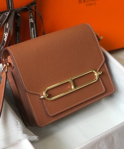 1:1 Replica Hermes Mini Evercolor Sac Roulis 19 Brown For Women, Women's Handbags, Shoulder Bags 7.5in/19cm