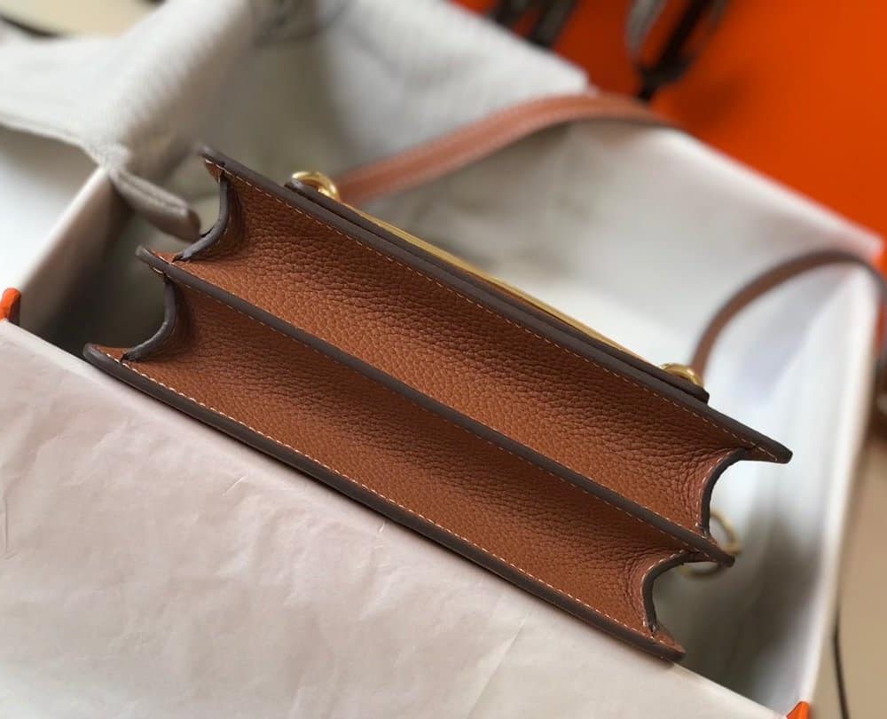 1:1 Replica Hermes Mini Evercolor Sac Roulis 19 Brown For Women, Women's Handbags, Shoulder Bags 7.5in/19cm