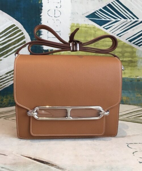 1:1 Replica Hermes Mini Evercolor Sac Roulis 19 Brown Palladium Hardware For Women 9in/23cm