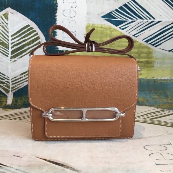 1:1 Replica Hermes Mini Evercolor Sac Roulis 19 Brown Palladium Hardware For Women 9in/23cm