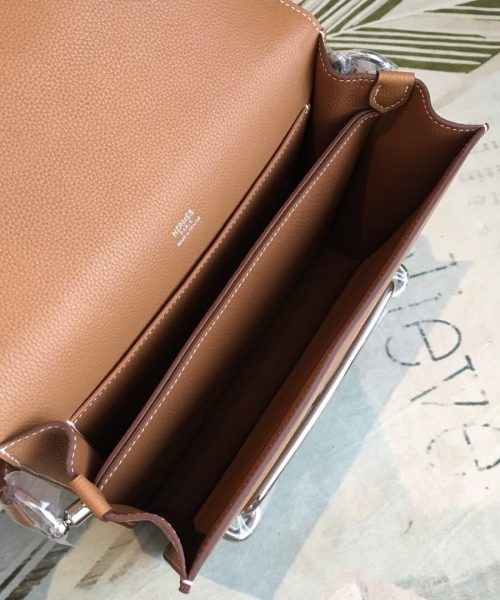 1:1 Replica Hermes Mini Evercolor Sac Roulis 19 Brown Palladium Hardware For Women 9in/23cm