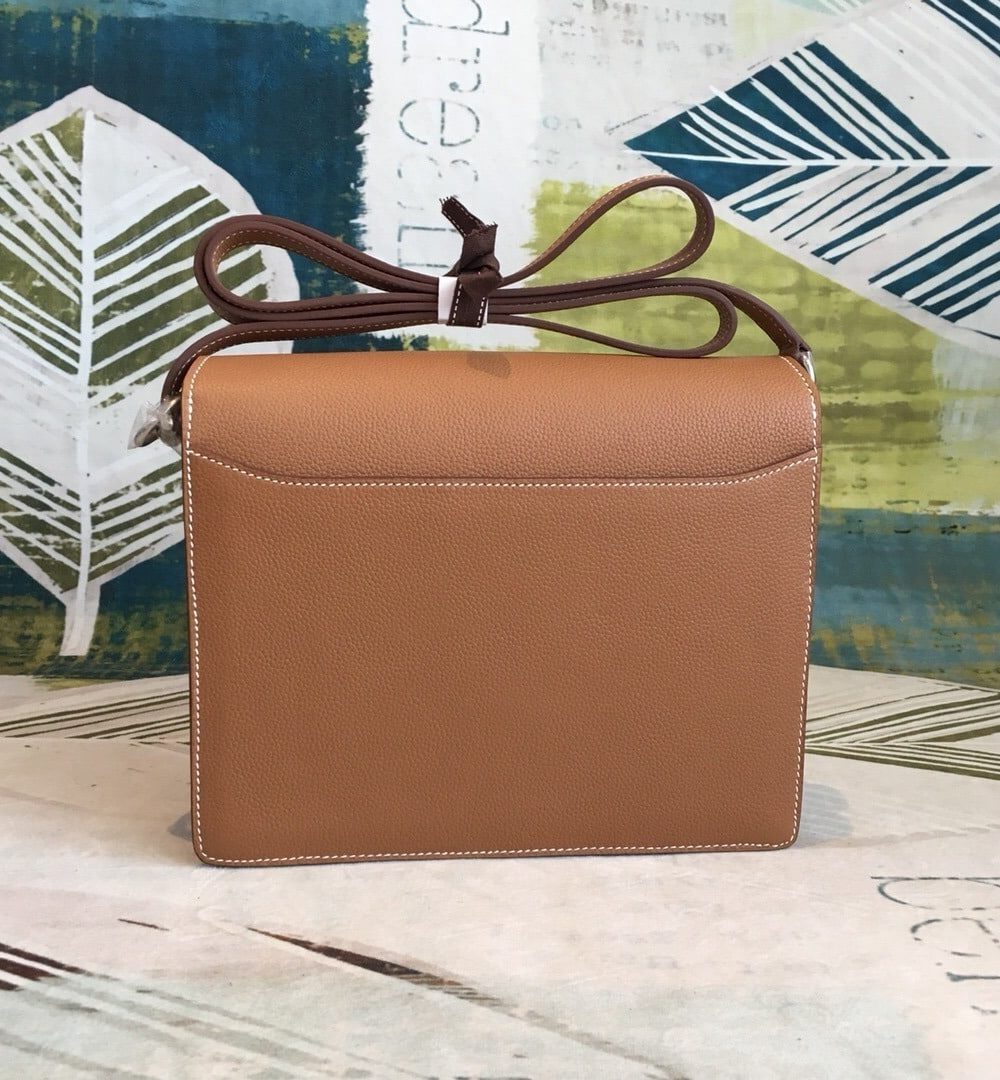 1:1 Replica Hermes Mini Evercolor Sac Roulis 19 Brown Palladium Hardware For Women 9in/23cm