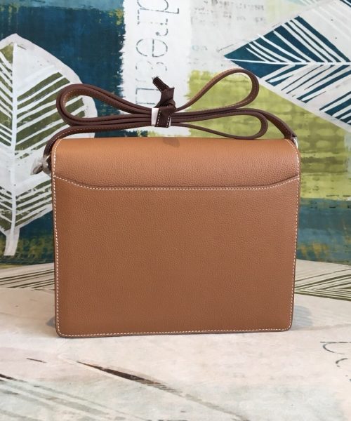 1:1 Replica Hermes Mini Evercolor Sac Roulis 19 Brown Palladium Hardware For Women 9in/23cm