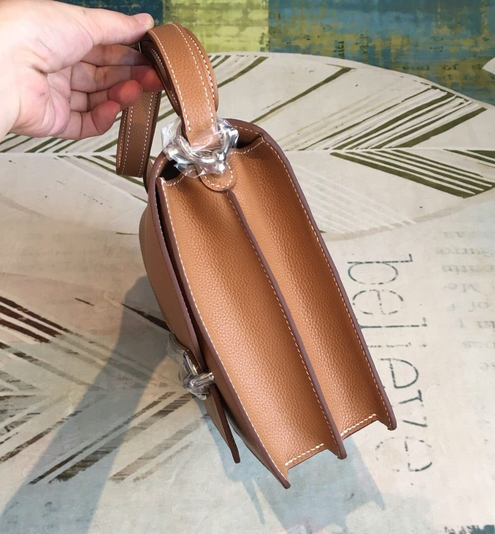 1:1 Replica Hermes Mini Evercolor Sac Roulis 19 Brown Palladium Hardware For Women 9in/23cm