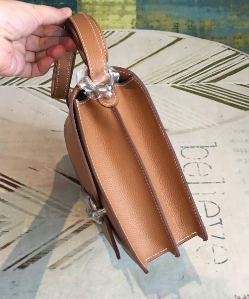 1:1 Replica Hermes Mini Evercolor Sac Roulis 19 Brown Palladium Hardware For Women 9in/23cm