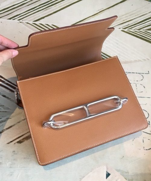 1:1 Replica Hermes Mini Evercolor Sac Roulis 19 Brown Palladium Hardware For Women 9in/23cm
