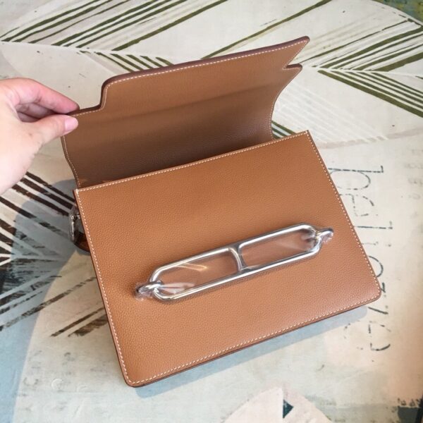 1:1 Replica Hermes Mini Evercolor Sac Roulis 19 Brown Palladium Hardware For Women 9in/23cm