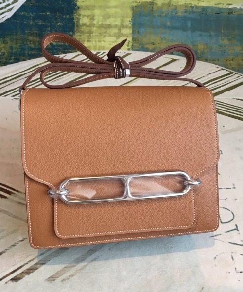 1:1 Replica Hermes Mini Evercolor Sac Roulis 19 Brown Palladium Hardware For Women 9in/23cm