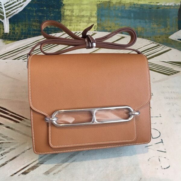1:1 Replica Hermes Mini Evercolor Sac Roulis 19 Brown Palladium Hardware For Women 9in/23cm
