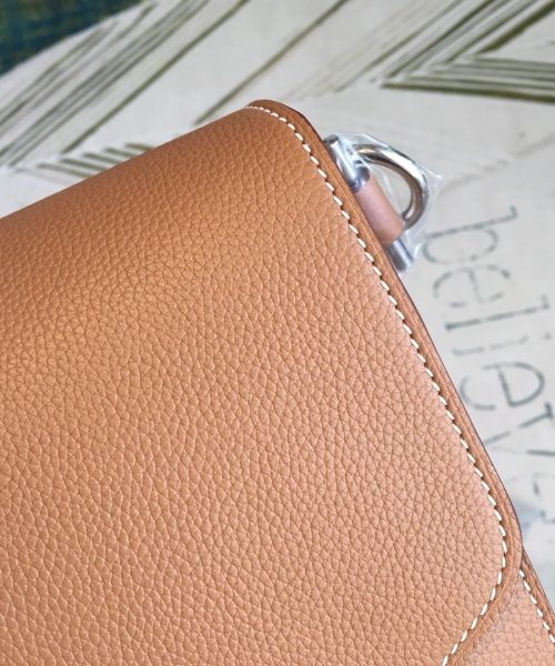 1:1 Replica Hermes Mini Evercolor Sac Roulis 19 Brown Palladium Hardware For Women 9in/23cm