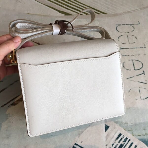 1:1 Replica Hermes Mini Evercolor Sac Roulis 19 White Gold Hardware For Women 7.5in/19cm