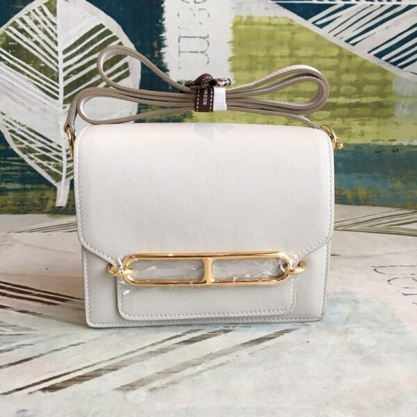 1:1 Replica Hermes Mini Evercolor Sac Roulis 19 White Gold Hardware For Women 7.5in/19cm