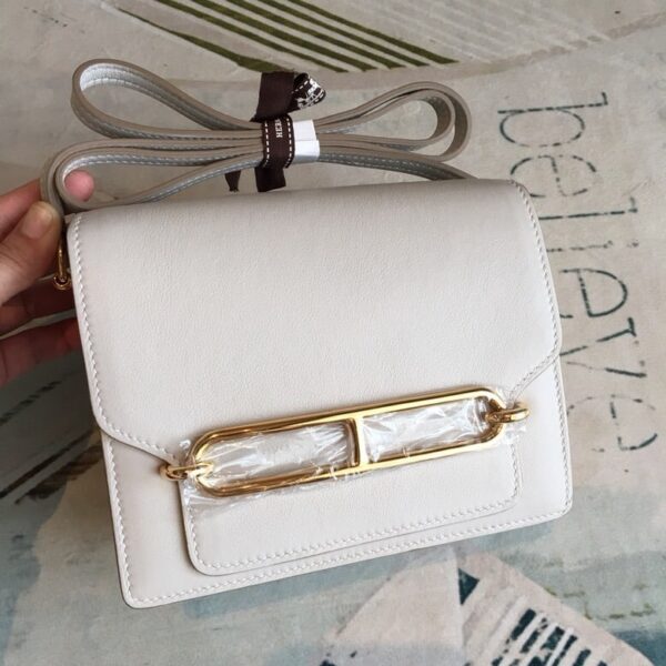 1:1 Replica Hermes Mini Evercolor Sac Roulis 19 White Gold Hardware For Women 7.5in/19cm