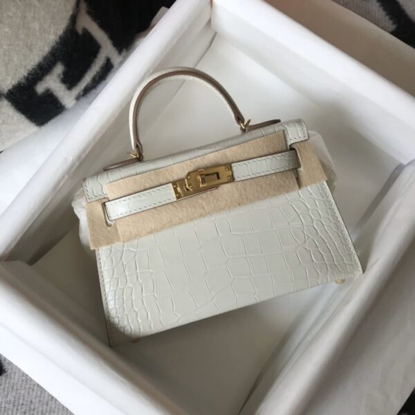 1:1 Replica Hermes Mini Kelly 19 Beton Crocodile Bag For Women, Women's Handbags, Shoulder Bags 7.5in/19cm