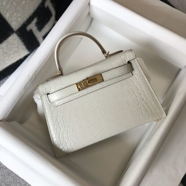 1:1 Replica Hermes Mini Kelly 19 Beton Crocodile Bag For Women, Women's Handbags, Shoulder Bags 7.5in/19cm