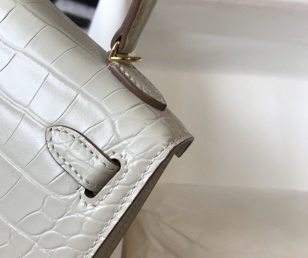 1:1 Replica Hermes Mini Kelly 19 Beton Crocodile Bag For Women, Women's Handbags, Shoulder Bags 7.5in/19cm
