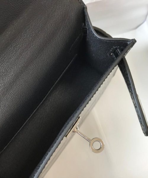 1:1 Replica Hermes Mini Kelly 19 Black Silver Toned Hardware Bag For Women, Women's Handbags, Shoulder Bags 7.5in/19cm