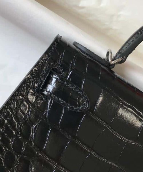1:1 Replica Hermes Mini Kelly 19 Black Silver Toned Hardware Bag For Women, Women's Handbags, Shoulder Bags 7.5in/19cm