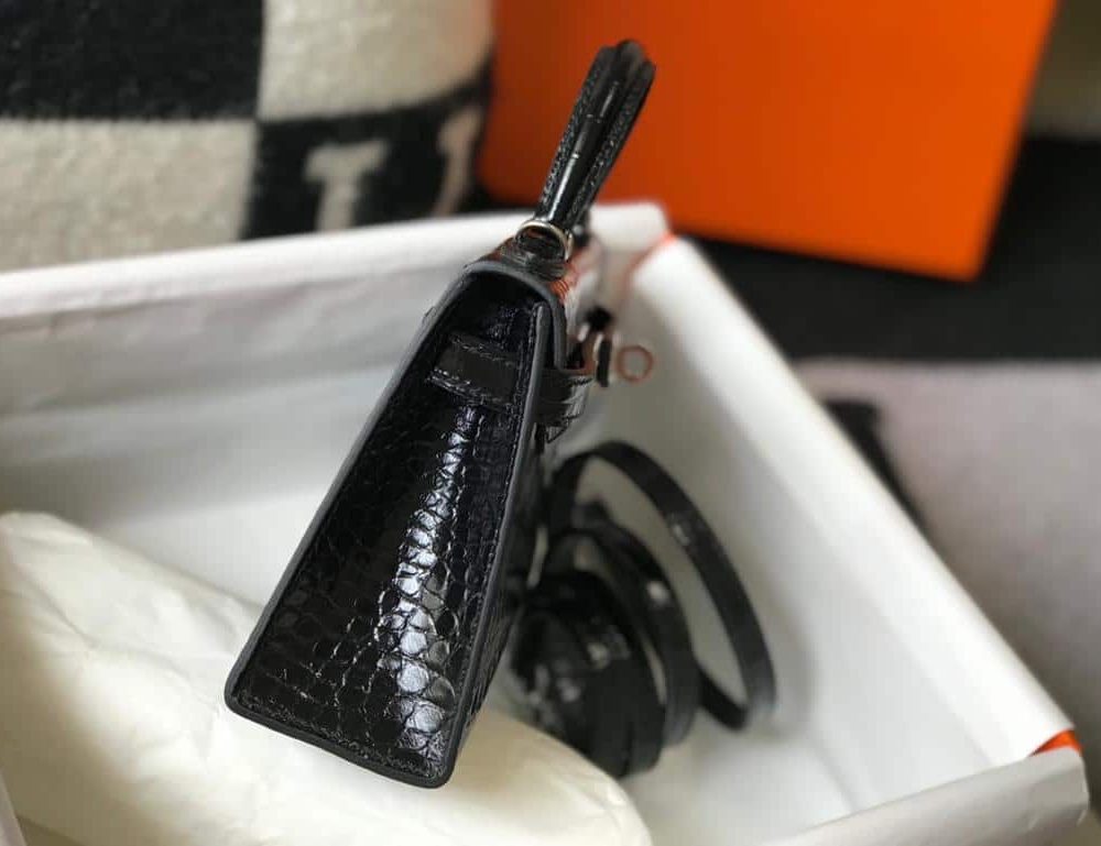 1:1 Replica Hermes Mini Kelly 19 Black Silver Toned Hardware Bag For Women, Women's Handbags, Shoulder Bags 7.5in/19cm