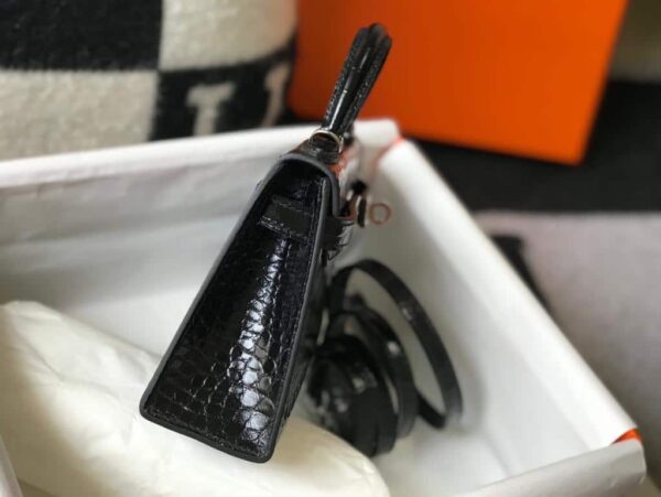 1:1 Replica Hermes Mini Kelly 19 Black Silver Toned Hardware Bag For Women, Women's Handbags, Shoulder Bags 7.5in/19cm