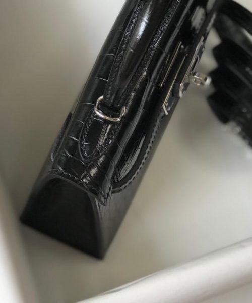 1:1 Replica Hermes Mini Kelly 19 Black Silver Toned Hardware Bag For Women, Women's Handbags, Shoulder Bags 7.5in/19cm