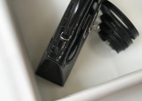 1:1 Replica Hermes Mini Kelly 19 Black Silver Toned Hardware Bag For Women, Women's Handbags, Shoulder Bags 7.5in/19cm
