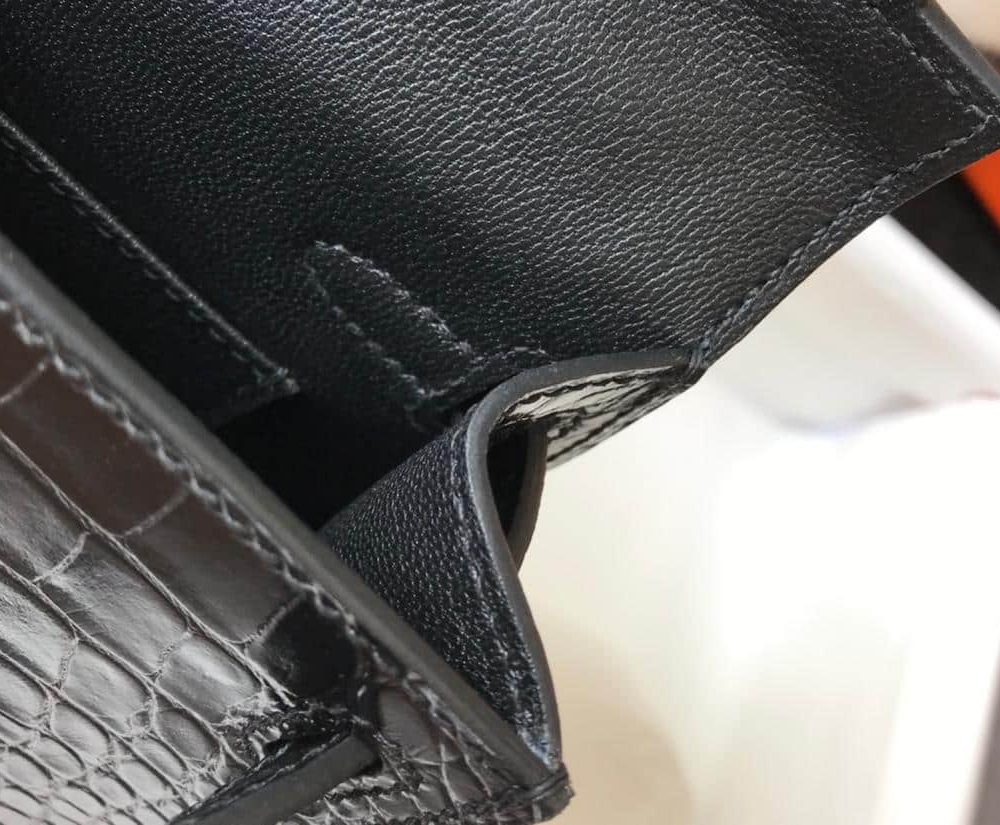 1:1 Replica Hermes Mini Kelly 19 Black Silver Toned Hardware Bag For Women, Women's Handbags, Shoulder Bags 7.5in/19cm