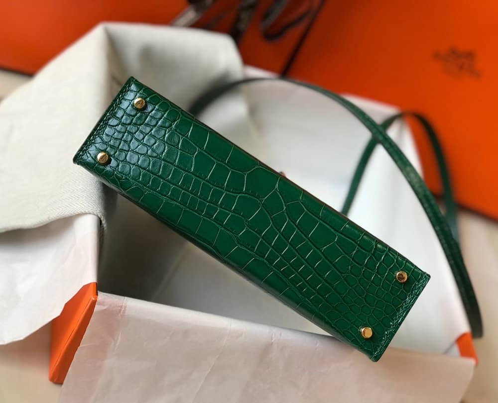 1:1 Replica Hermes Mini Kelly 19 Green Crocodile Bag For Women, Women's Handbags, Shoulder Bags 7.5in/19cm