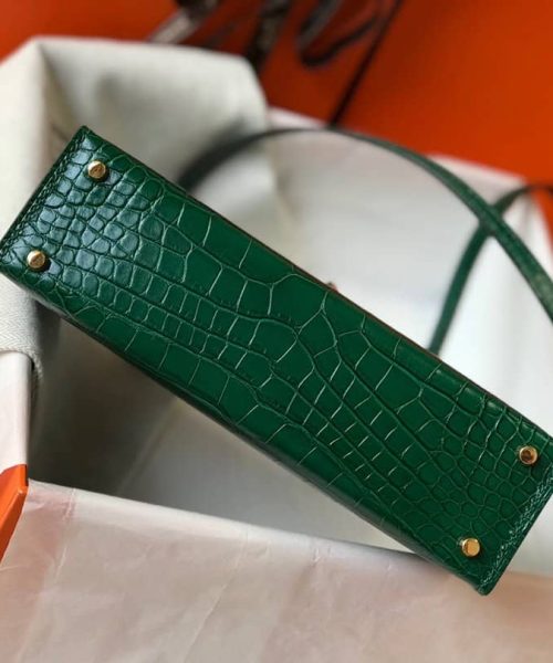 1:1 Replica Hermes Mini Kelly 19 Green Crocodile Bag For Women, Women's Handbags, Shoulder Bags 7.5in/19cm