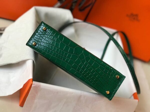 1:1 Replica Hermes Mini Kelly 19 Green Crocodile Bag For Women, Women's Handbags, Shoulder Bags 7.5in/19cm
