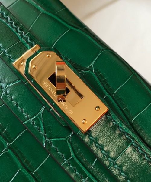 1:1 Replica Hermes Mini Kelly 19 Green Crocodile Bag For Women, Women's Handbags, Shoulder Bags 7.5in/19cm