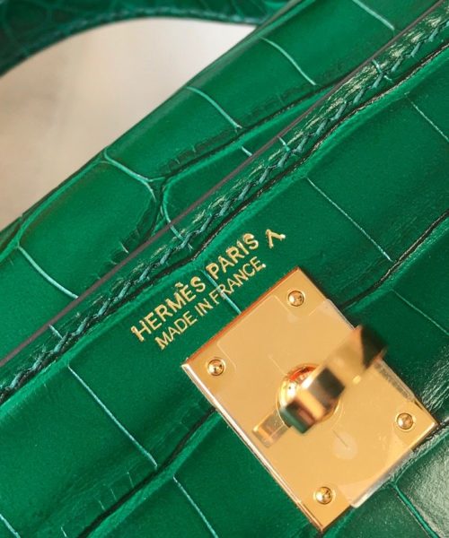 1:1 Replica Hermes Mini Kelly 19 Green Crocodile Bag For Women, Women's Handbags, Shoulder Bags 7.5in/19cm