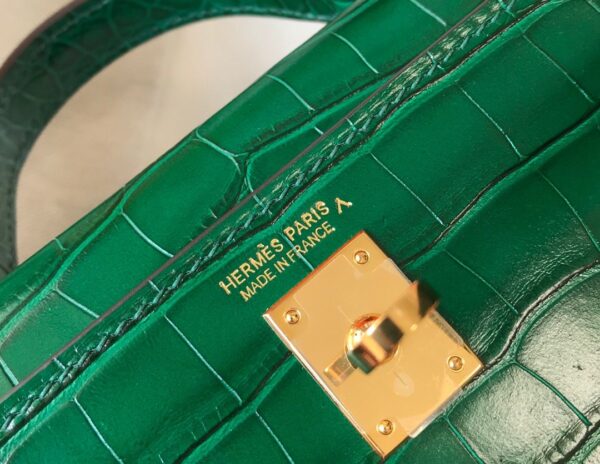 1:1 Replica Hermes Mini Kelly 19 Green Crocodile Bag For Women, Women's Handbags, Shoulder Bags 7.5in/19cm