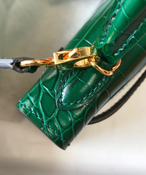 1:1 Replica Hermes Mini Kelly 19 Green Crocodile Bag For Women, Women's Handbags, Shoulder Bags 7.5in/19cm