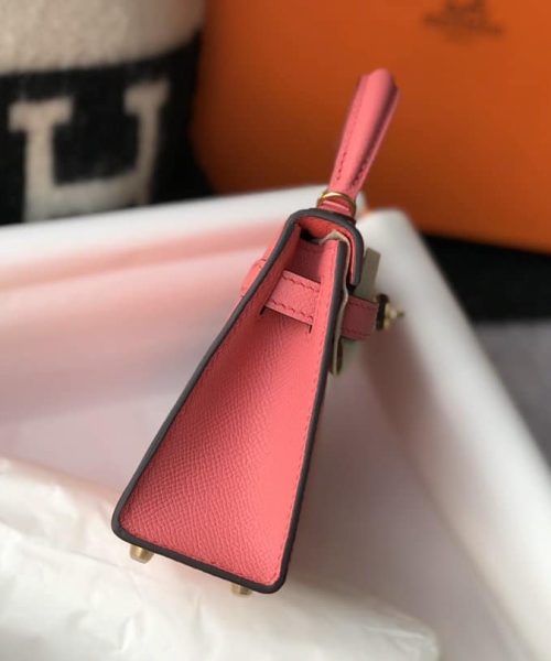 1:1 Replica Hermes Mini Kelly 19 Sellier Epsom Pink Bag For Women, Women's Handbags, Shoulder Bags 7.5in/19cm