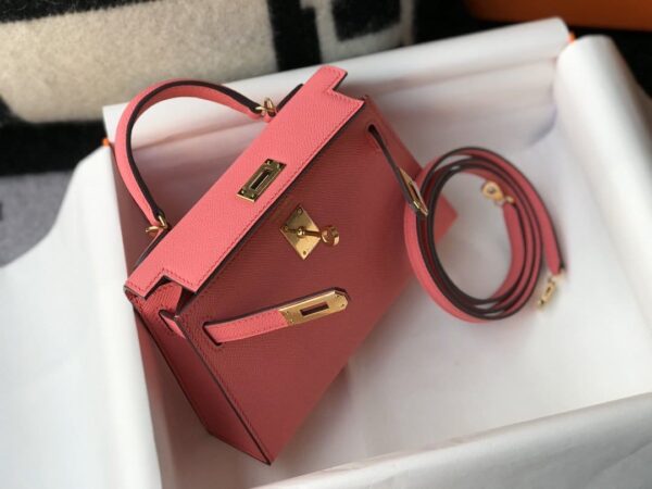 1:1 Replica Hermes Mini Kelly 19 Sellier Epsom Pink Bag For Women, Women's Handbags, Shoulder Bags 7.5in/19cm
