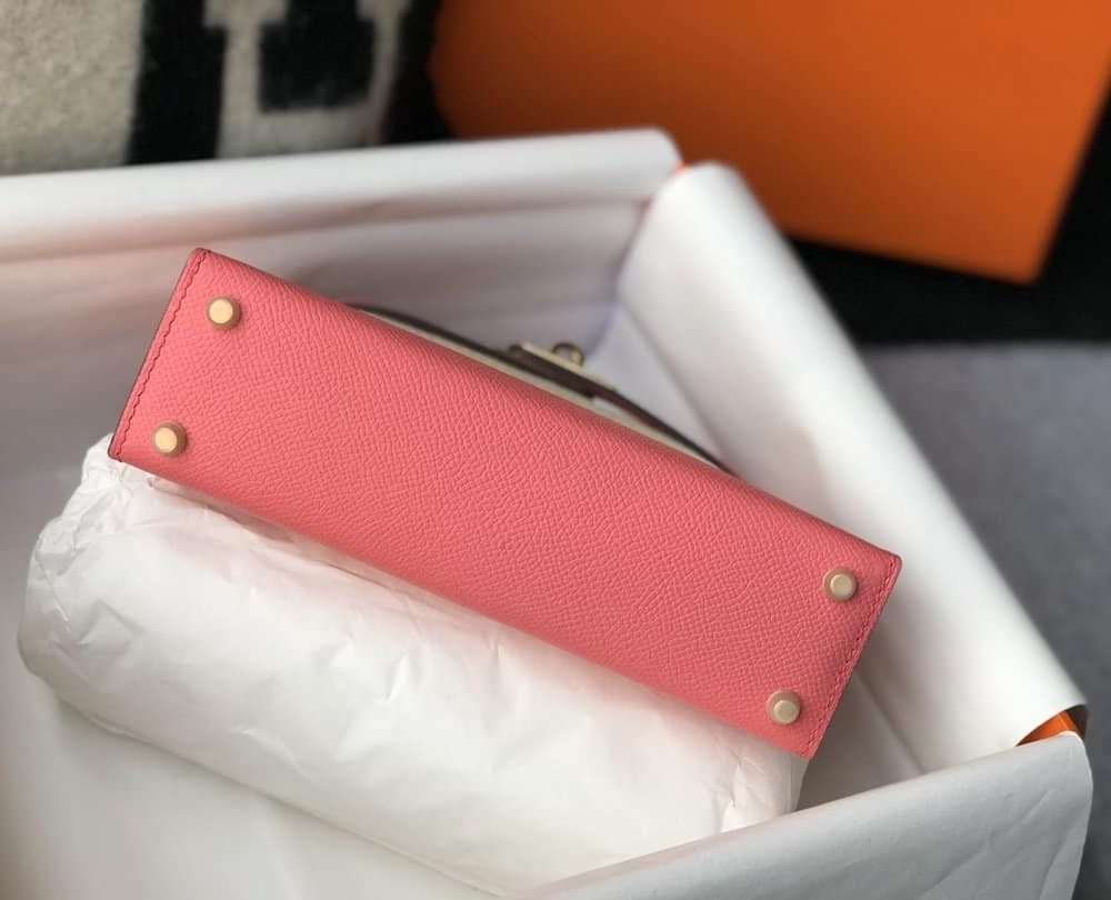 1:1 Replica Hermes Mini Kelly 19 Sellier Epsom Pink Bag For Women, Women's Handbags, Shoulder Bags 7.5in/19cm