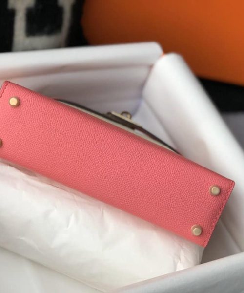 1:1 Replica Hermes Mini Kelly 19 Sellier Epsom Pink Bag For Women, Women's Handbags, Shoulder Bags 7.5in/19cm