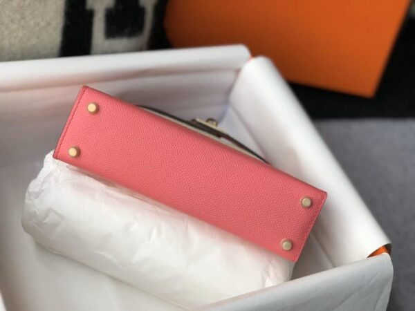 1:1 Replica Hermes Mini Kelly 19 Sellier Epsom Pink Bag For Women, Women's Handbags, Shoulder Bags 7.5in/19cm