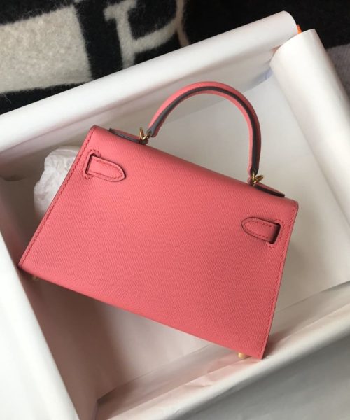 1:1 Replica Hermes Mini Kelly 19 Sellier Epsom Pink Bag For Women, Women's Handbags, Shoulder Bags 7.5in/19cm